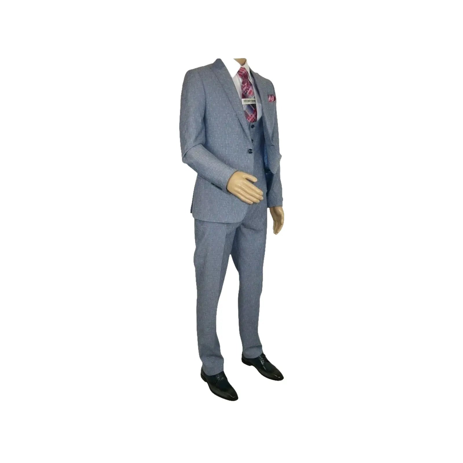 Men 3pc European Vested Suit WESSI JVALINTIN Slim Fit JV22 Sky Blue One Button - J.Valintin Men's Wear Legend - 16805