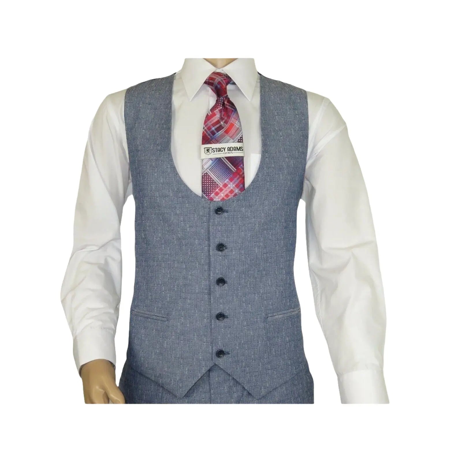 Men 3pc European Vested Suit WESSI JVALINTIN Slim Fit JV22 Sky Blue One Button - J.Valintin Men's Wear Legend - 16805