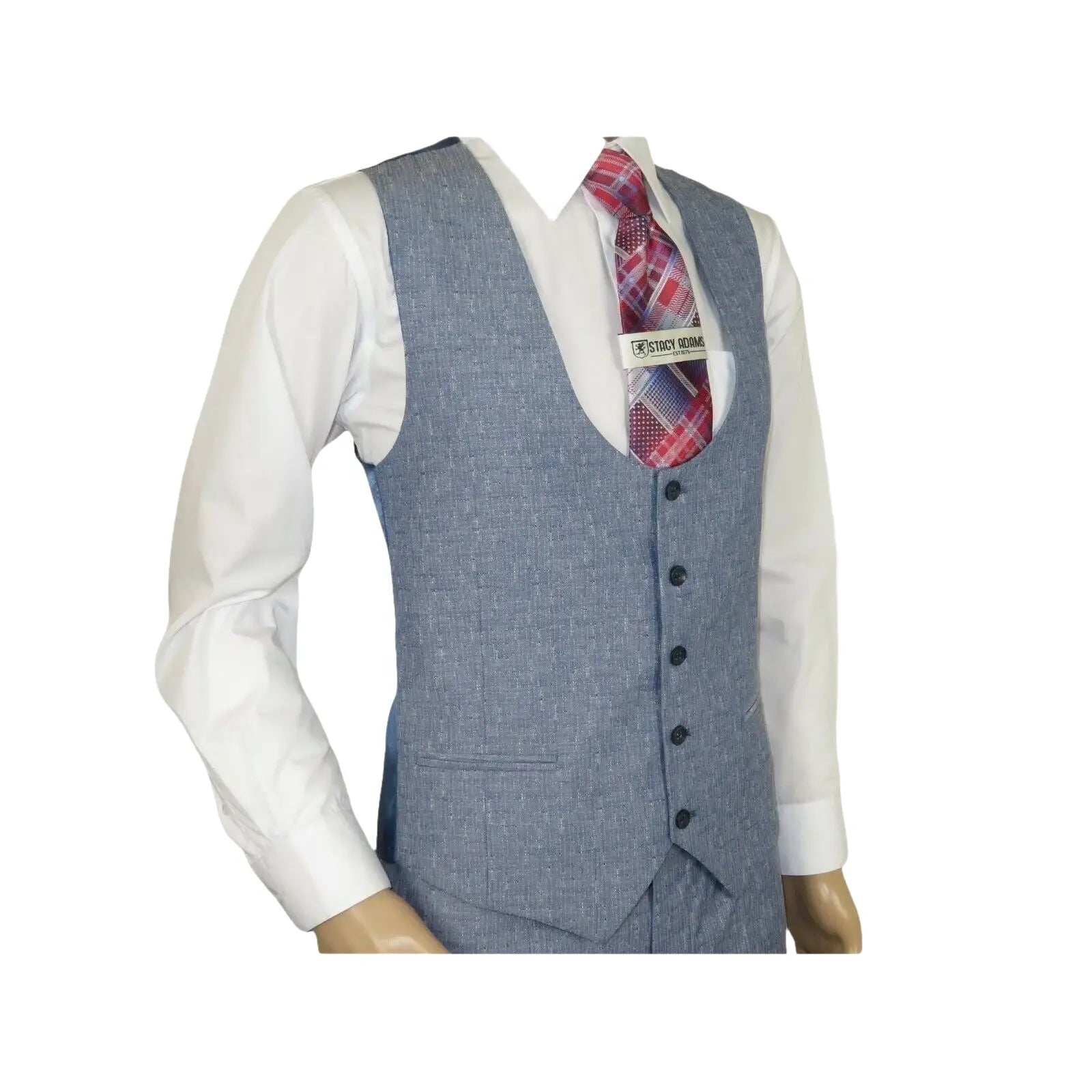 Men 3pc European Vested Suit WESSI JVALINTIN Slim Fit JV22 Sky Blue One Button - J.Valintin Men's Wear Legend - 16805