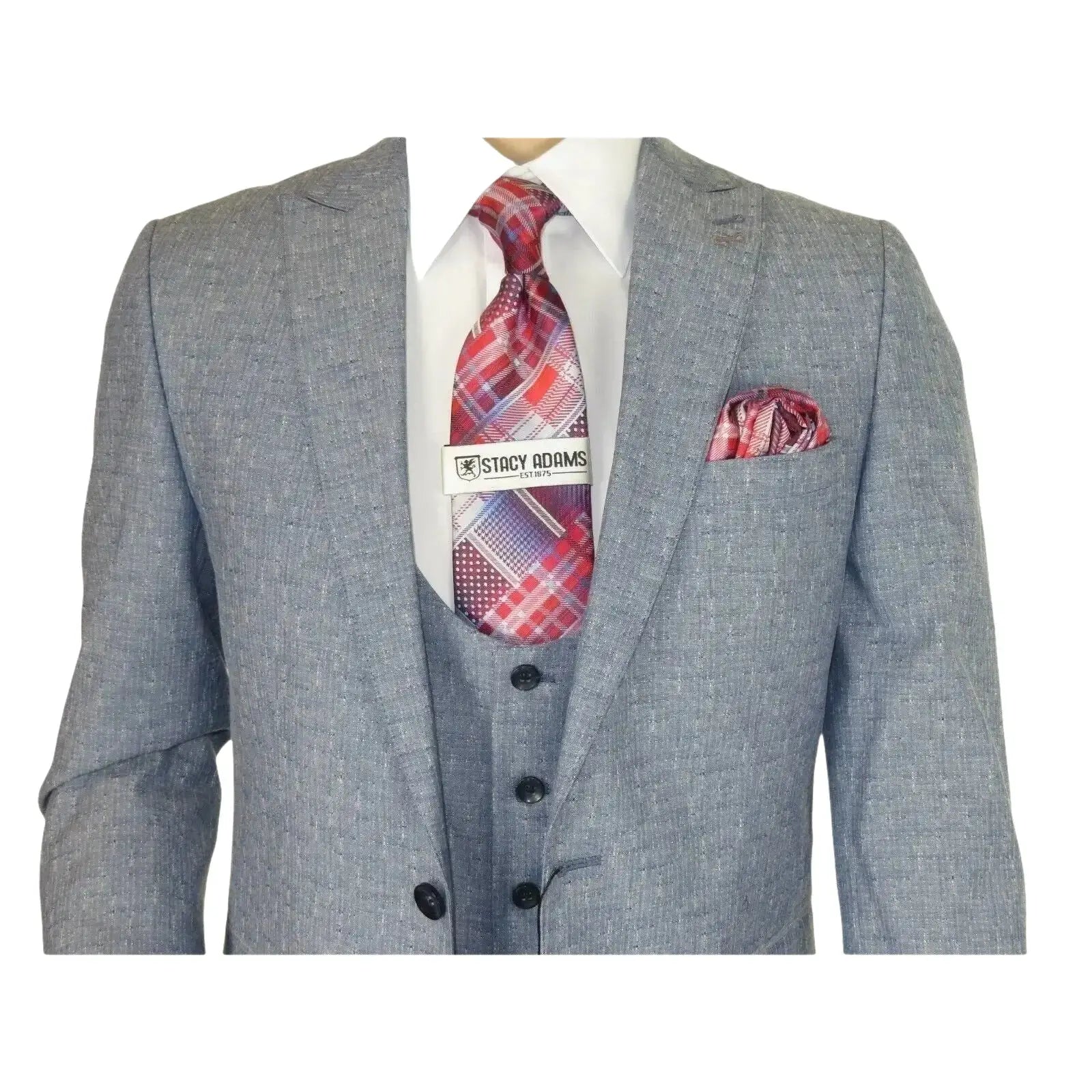Men 3pc European Vested Suit WESSI JVALINTIN Slim Fit JV22 Sky Blue One Button - J.Valintin Men's Wear Legend - 16805