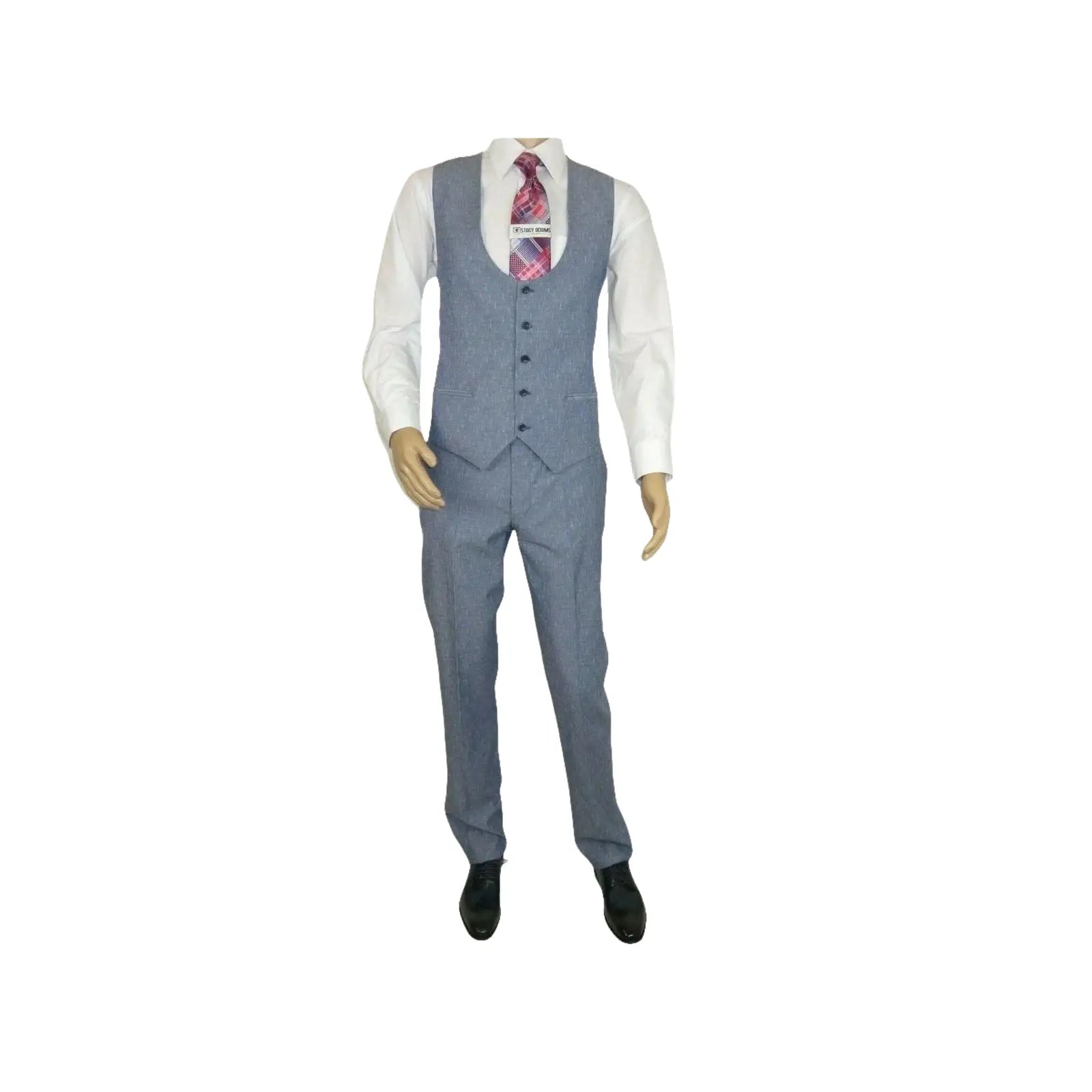 Men 3pc European Vested Suit WESSI JVALINTIN Slim Fit JV22 Sky Blue One Button - J.Valintin Men's Wear Legend - 16805