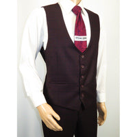 Men 3pc Vested Suit WESSI J.VALINTIN European Slim Fit 126 - 80 Burgundy 44R - J.Valintin Men's Wear Legend - 72133