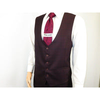 Men 3pc Vested Suit WESSI J.VALINTIN European Slim Fit 126 - 80 Burgundy 44R - J.Valintin Men's Wear Legend - 72133