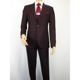 Men 3pc Vested Suit WESSI J.VALINTIN European Slim Fit 126 - 80 Burgundy 44R - J.Valintin Men's Wear Legend - 72133