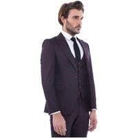 Men 3pc Vested Suit WESSI J.VALINTIN European Slim Fit 126 - 80 Burgundy 44R - J.Valintin Men's Wear Legend - 72133