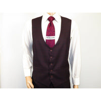 Men 3pc Vested Suit WESSI J.VALINTIN European Slim Fit 126 - 80 Burgundy 44R - J.Valintin Men's Wear Legend - 72133