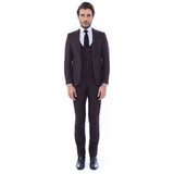 Men 3pc Vested Suit WESSI J.VALINTIN European Slim Fit 126 - 80 Burgundy 44R - J.Valintin Men's Wear Legend - 72133