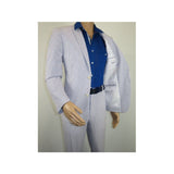 Men ADOLFO Seersucker Suit Stripe Casual Dressy Summer Suit 2 Button C622 Blue - J.Valintin Men's Wear Legend - 108748