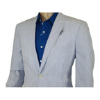 Men ADOLFO Seersucker Suit Stripe Casual Dressy Summer Suit 2 Button C622 Blue - J.Valintin Men's Wear Legend - 108748