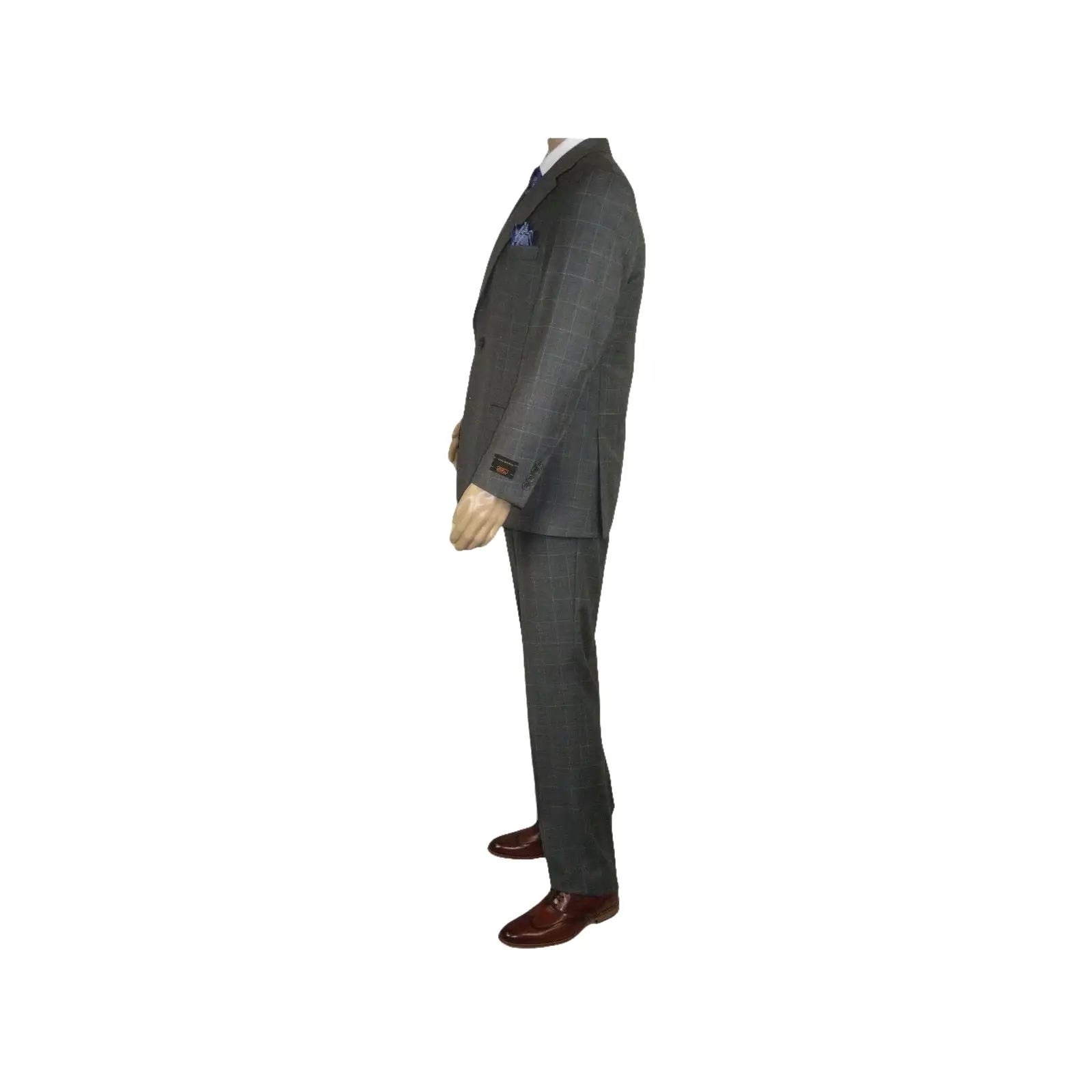 Men Apollo King 3pc Classic Suit A303 Gray white window pane 100% Wool Ship free - J.Valintin Men's Wear Legend - 21458