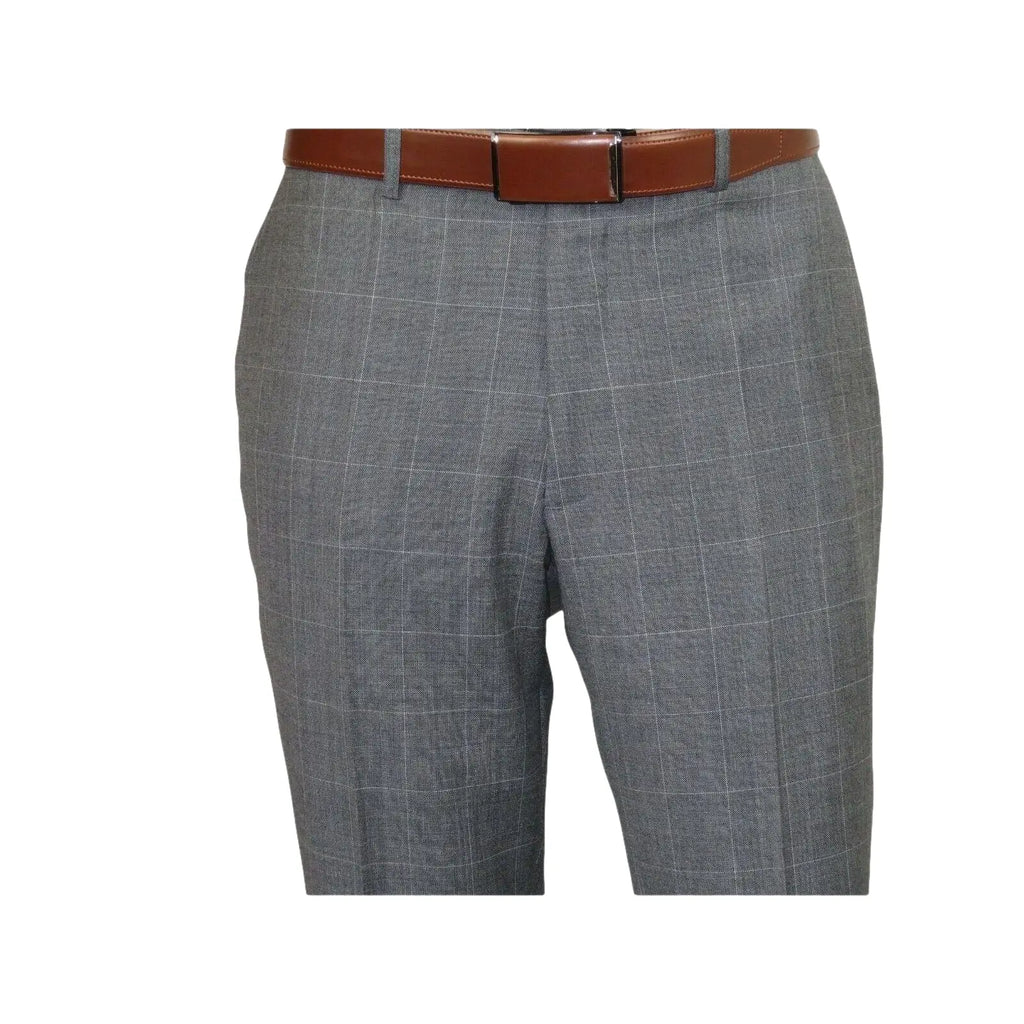 Men Apollo King 3pc Classic Suit A303 Gray white window pane 100% Wool Ship free - J.Valintin Men's Wear Legend - 21458