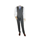 Men Apollo King 3pc Classic Suit A303 Gray white window pane 100% Wool Ship free - J.Valintin Men's Wear Legend - 21458