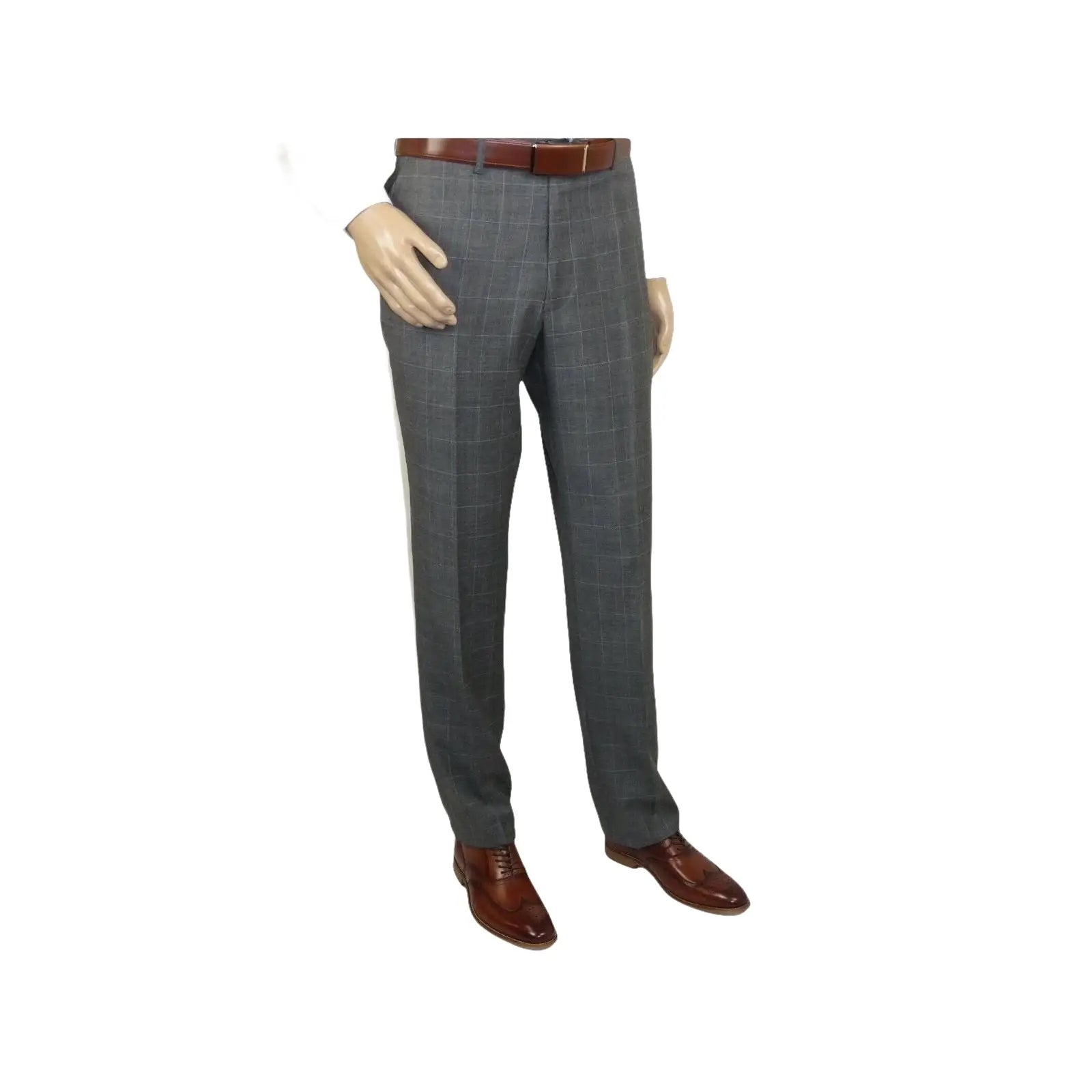 Men Apollo King 3pc Classic Suit A303 Gray white window pane 100% Wool Ship free - J.Valintin Men's Wear Legend - 21458
