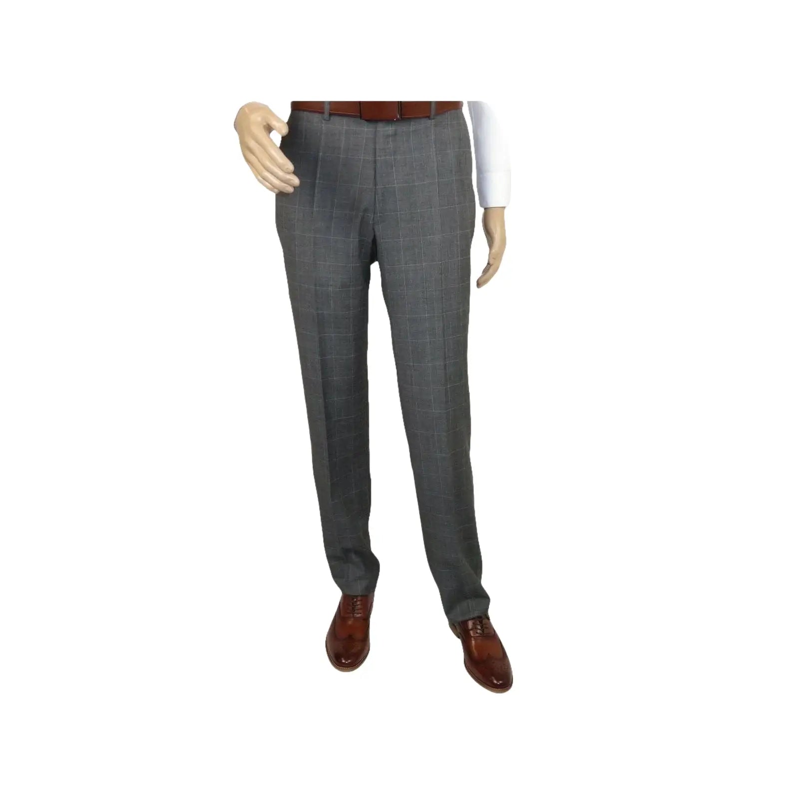 Men Apollo King 3pc Classic Suit A303 Gray white window pane 100% Wool Ship free - J.Valintin Men's Wear Legend - 21458