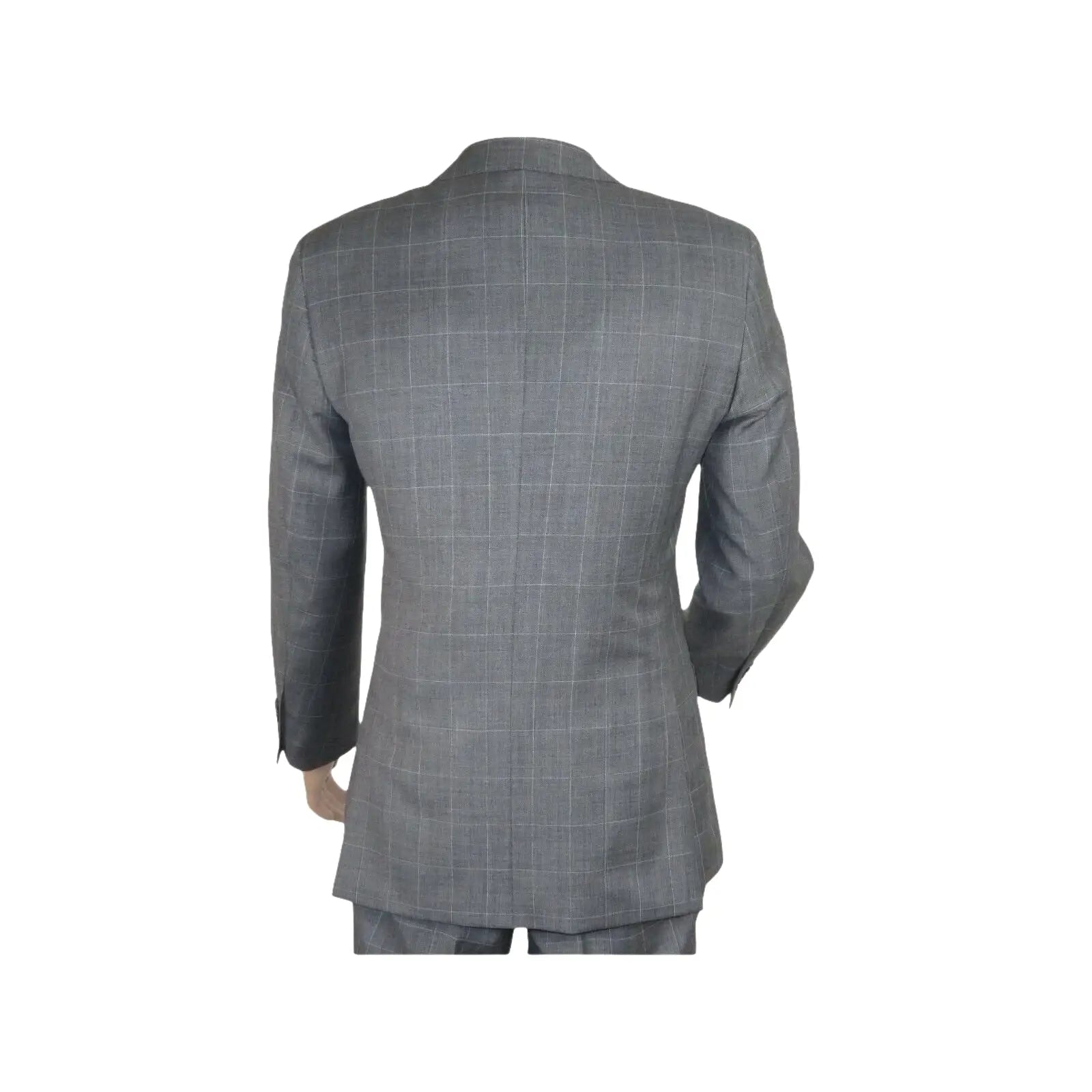Men Apollo King 3pc Classic Suit A303 Gray white window pane 100% Wool Ship free - J.Valintin Men's Wear Legend - 21458