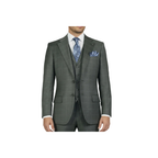 Men Apollo King 3pc Classic Suit A303 Gray white window pane 100% Wool