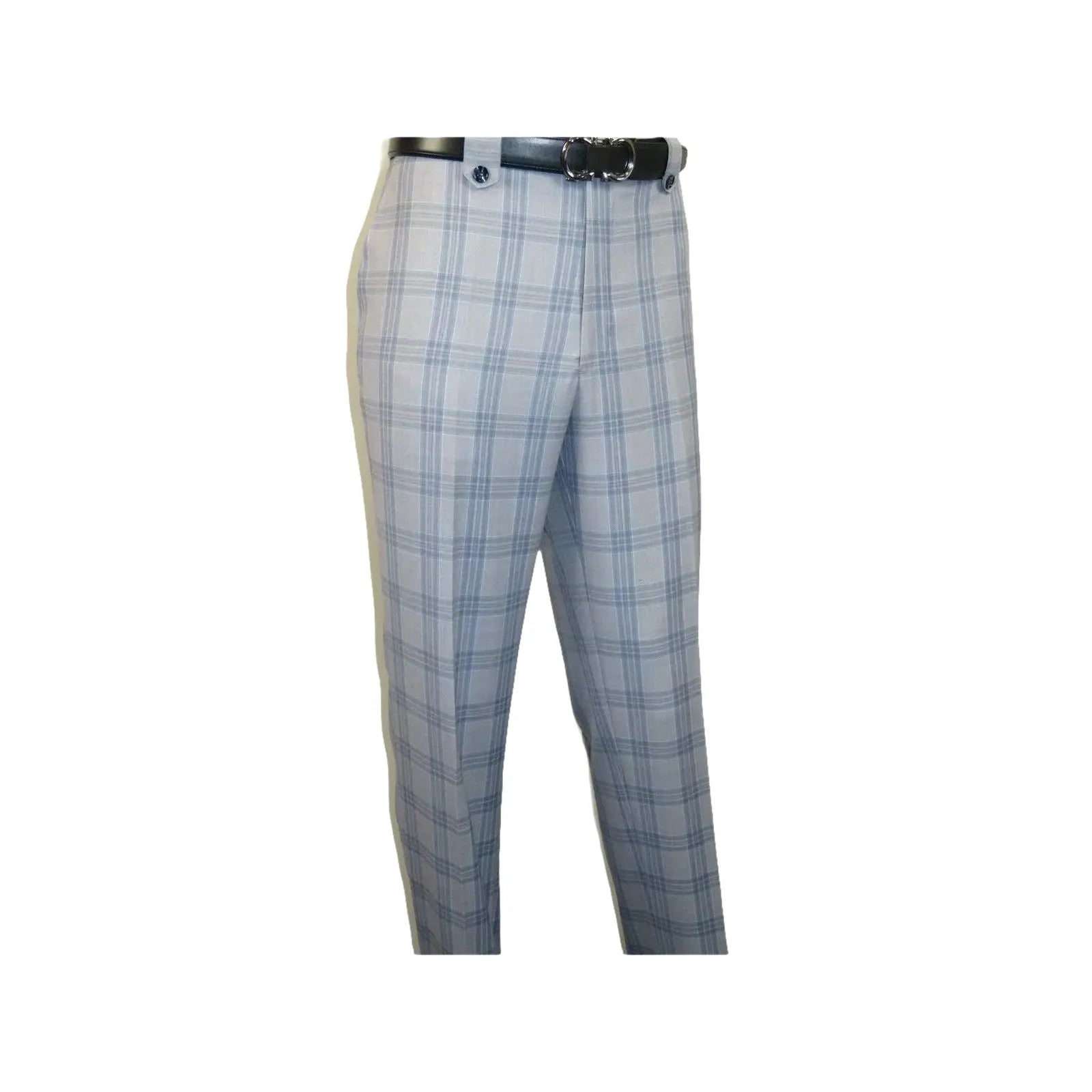 Men Apollo King 3pc Suit Window Pane Plaid 100% Soft Wool Super 150 #985 - 12 Blue - J.Valintin Men's Wear Legend - 99457