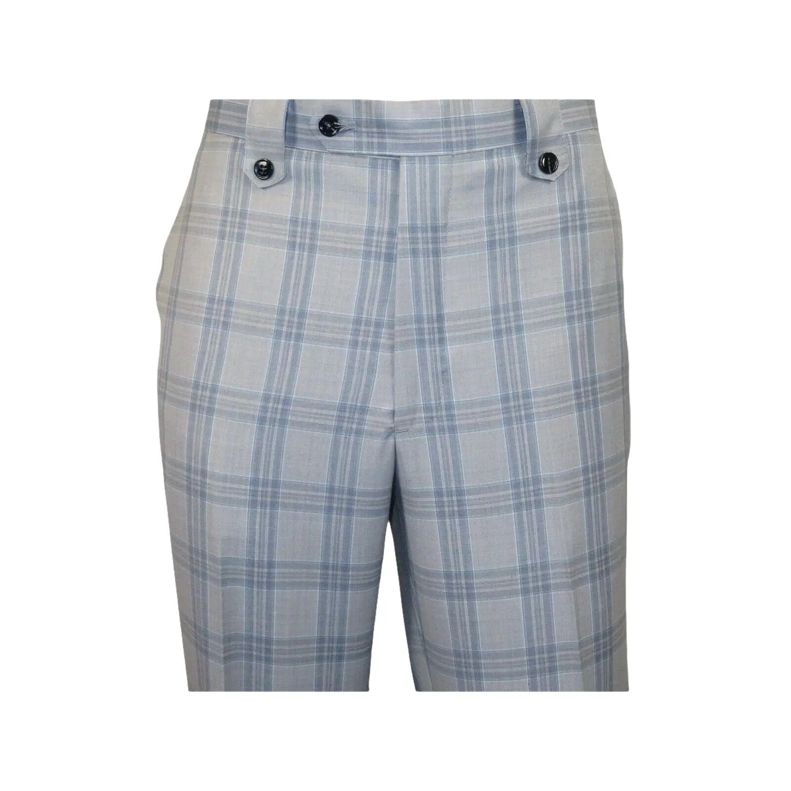 Men Apollo King 3pc Suit Window Pane Plaid 100% Soft Wool Super 150 #985 - 12 Blue - J.Valintin Men's Wear Legend - 99457