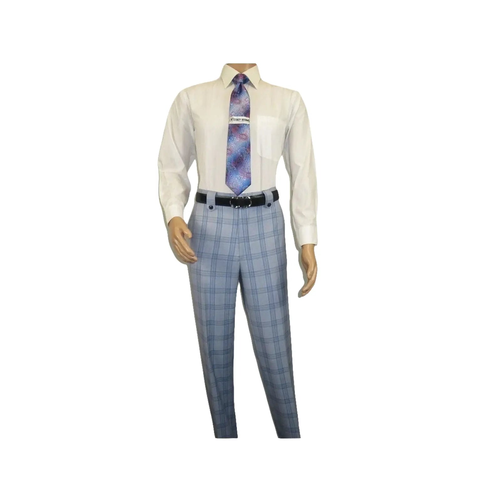 Men Apollo King 3pc Suit Window Pane Plaid 100% Soft Wool Super 150 #985 - 12 Blue - J.Valintin Men's Wear Legend - 99457