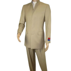 Men Apollo King Band Collarless Church Suit Mandarin 5 Hidden Buttons AG57 Tan - J.Valintin Men's Wear Legend - AG57 - Tan - 38R