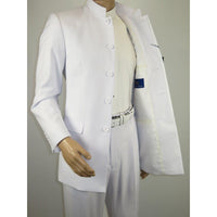 Men Apollo King Band Collarless Church Suit Mandarin 5 Hidden Buttons AG58 White - J.Valintin Men's Wear Legend - AG58 - White - 38R