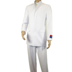 Men Apollo King Band Collarless Church Suit Mandarin 5 Hidden Buttons AG58 White - J.Valintin Men's Wear Legend - AG58 - White - 38R
