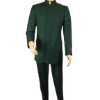Men Apollo King Band Collarless Church Suit Mandarin 5 Hidden Buttons AG59 Green - J.Valintin Men's Wear Legend - AG59 - Green - 38R