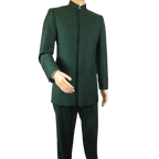 Men Apollo King Band Collarless Church Suit Mandarin 5 Hidden Buttons AG59 Green - J.Valintin Men's Wear Legend - AG59 - Green - 38R