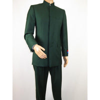 Men Apollo King Band Collarless Church Suit Mandarin 5 Hidden Buttons AG59 Green - J.Valintin Men's Wear Legend - AG59 - Green - 38R