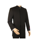 Men Apollo King Band Collarless suit Mandarin 5 Hidden Button Paster AG51 Black - J.Valintin Men's Wear Legend - 80281