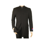 Men Apollo King Band Collarless suit Mandarin 5 Hidden Button Paster AG51 Black - J.Valintin Men's Wear Legend - 80281