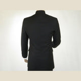 Men Apollo King Band Collarless suit Mandarin 5 Hidden Button Paster AG51 Black - J.Valintin Men's Wear Legend - 80281