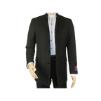 Men Apollo King Band Collarless suit Mandarin 5 Hidden Button Paster AG51 Black - J.Valintin Men's Wear Legend - 80281