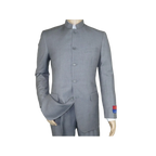 Men Apollo King Banded Collarless suit Mandarin 5 Button Wide leg M5 - 3 Gray New - J.Valintin Men's Wear Legend - 21008