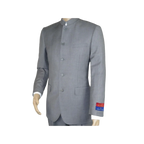 Men Apollo King Banded Collarless suit Mandarin 5 Button Wide leg M5 - 3 Gray New - J.Valintin Men's Wear Legend - 21008