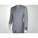 Men Apollo King Banded Collarless suit Mandarin 5 Button Wide leg M5 - 3 Gray New - J.Valintin Men's Wear Legend - 21008