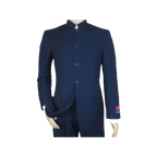 Men Apollo King Banded Collarless suit Mandarin 5 Buttons Wide leg M5 - 2 Navy - J.Valintin Men's Wear Legend - 20991