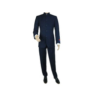 Men Apollo King Banded Collarless suit Mandarin 5 Buttons Wide leg M5 - 2 Navy - J.Valintin Men's Wear Legend - 20991