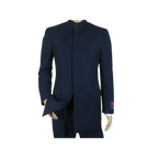 Men Apollo King Banded Collarless suit Mandarin 5 Hidden Button Panel AG52 Navy - J.Valintin Men's Wear Legend - 21764