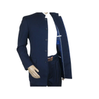 Men Apollo King Banded Collarless suit Mandarin 5 Hidden Button Panel AG52 Navy - J.Valintin Men's Wear Legend - 21764