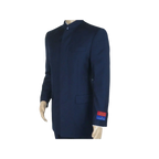 Men Apollo King Banded Collarless suit Mandarin 5 Hidden Button Panel AG52 Navy - J.Valintin Men's Wear Legend - 21764