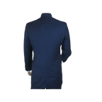 Men Apollo King Banded Collarless suit Mandarin 5 Hidden Button Panel AG52 Navy - J.Valintin Men's Wear Legend - 21764