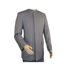 Men Apollo King Banded Collarless suit Mandarin 5 Hidden Button Pastor AG53 Gray - J.Valintin Men's Wear Legend - 80265