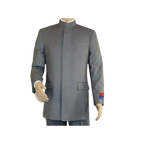 Men Apollo King Banded Collarless suit Mandarin 5 Hidden Button Pastor AG53 Gray - J.Valintin Men's Wear Legend - 80265