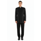 Men Apollo King Banded Collarless suit Mandarin Military Style 5 button K1 Black
