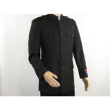 Men Apollo King Banded Collarless suit Mandarin Military Style 5button K1 Black - J.Valintin Men's Wear Legend - 19000