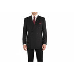 Men Apollo King Double Breasted Formal Business Suit Pleated Pants DM21 Black