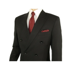Men Apollo King Double Breasted Formal Business Suit Pleated Pants DM21 Black - J.Valintin Men's Wear Legend - 80247