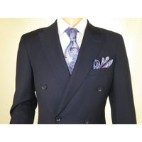 Men Apollo King Double Breasted Suit Classic Peak Lapel Pleated DM22 Navy Blue - J.Valintin Men's Wear Legend - 21025