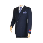 Men Apollo King Double Breasted Suit Classic Peak Lapel Pleated DM22 Navy Blue - J.Valintin Men's Wear Legend - 21025